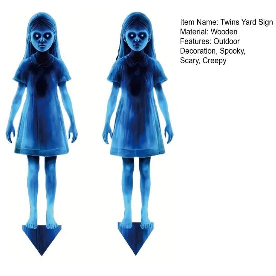 Stor Skummel Tvilling Hagepinne Utendørs Tre Spøkelsesaktig Film Hageskilt for Halloween Hage Hage Veranda Plen Spøkelseshus Dekor