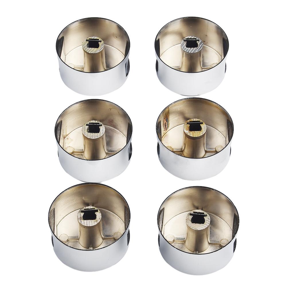 Cooktop Handle Rotary Switch Round Silver Simple 38*19mm 6 Pieces Diameter 6mm Easy Installation Embedded Hole