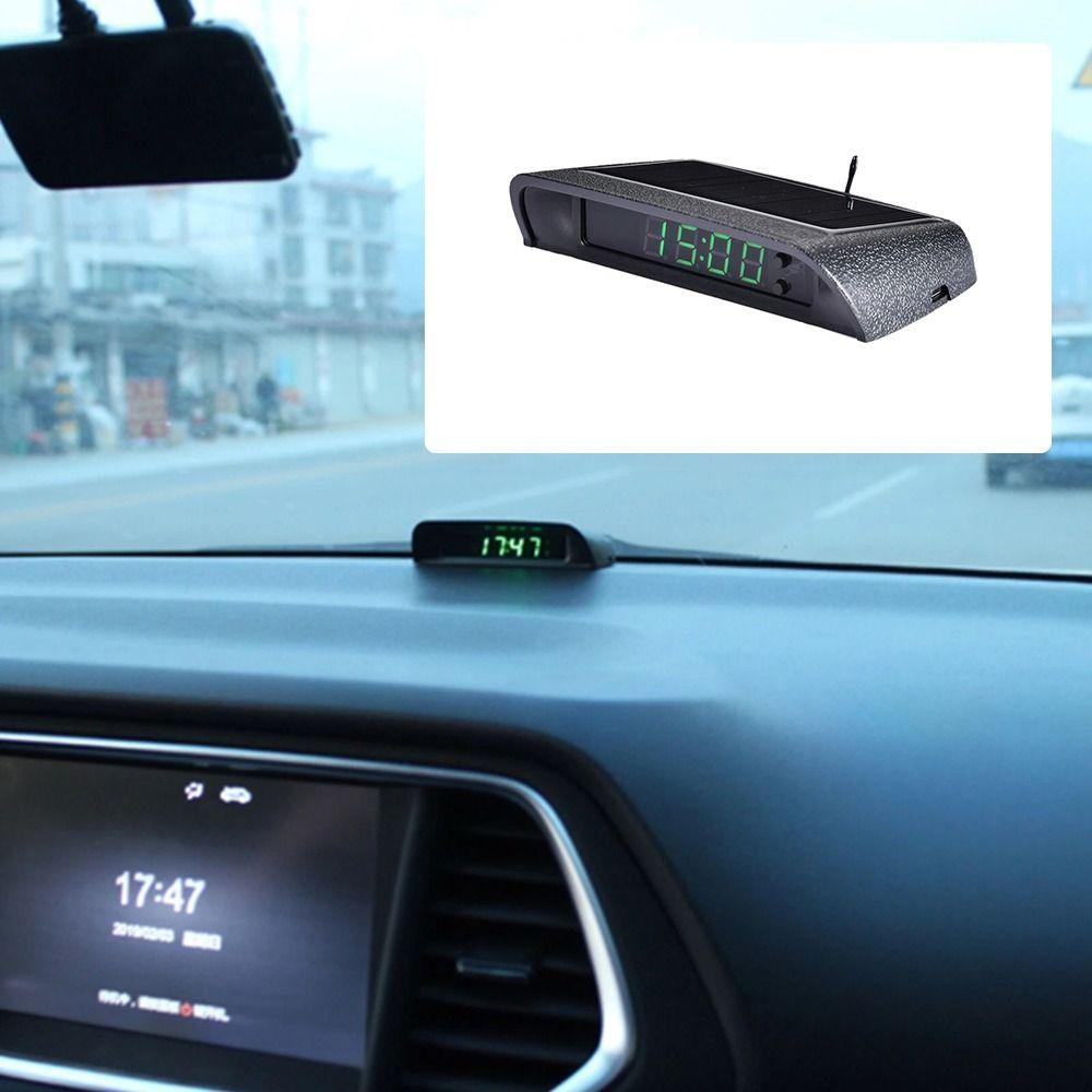 Luminous Car Digital Watch Solar Powered Solar Electronic Watch LED Digital Car Clock Car Use