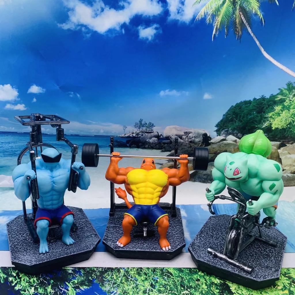 Pokemon Gk Muscle Fitness Fire Dragon, Pikachu Squirtle Frog Seed, Boxed Figure