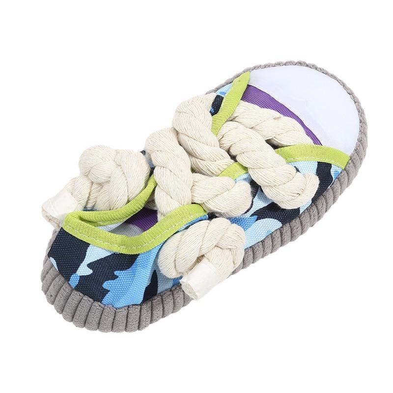 Dog Squeak Toy Teeth Grinding Bite Resistant Slippers Shape Puppy Chew Toy With Cotton Rope Pet Chewing Toys Dog Toys