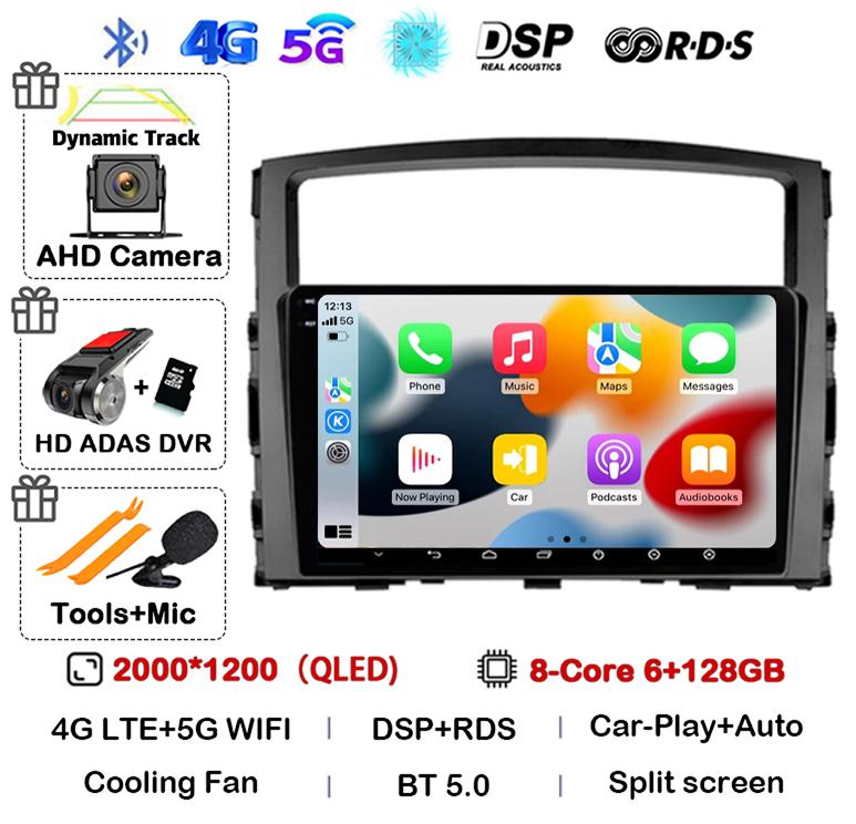 Android 14 Carplay Auto For Mitsubishi Pajero 4 V80 V90 2006 2007 2008 2009 - 2014 Car Radio Multimedia Video Player GPS Stereo