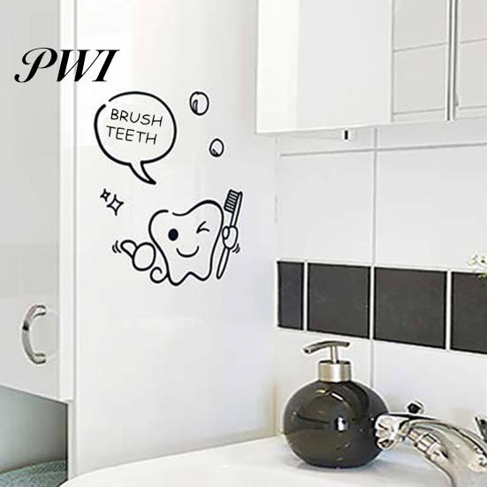 Desen animat Periați-vă dinții Periajul de dinți Cameră de duș Vinil Autocolant Murale Decor de perete