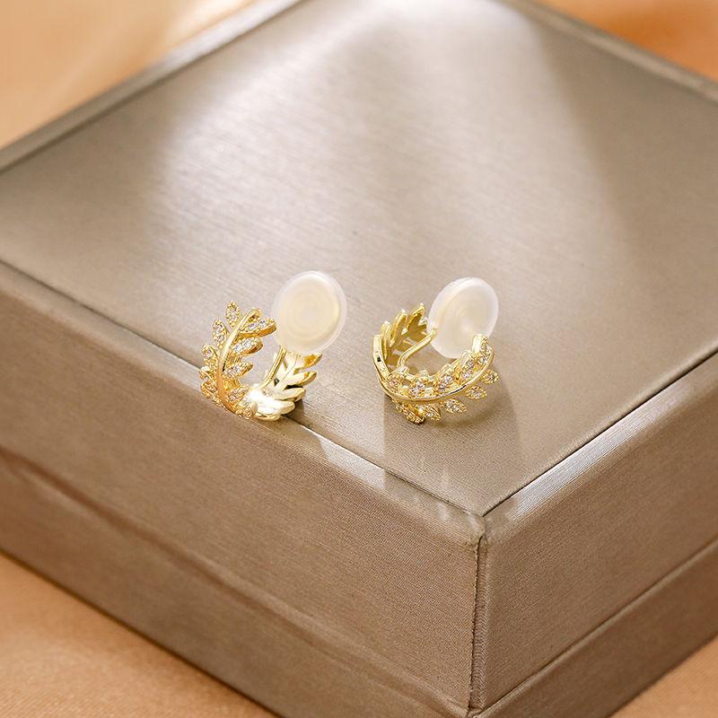 Narin yaprak sivrisinek bobin kulak klipsi kadın piercing olmadan rhinestones küpe yeni