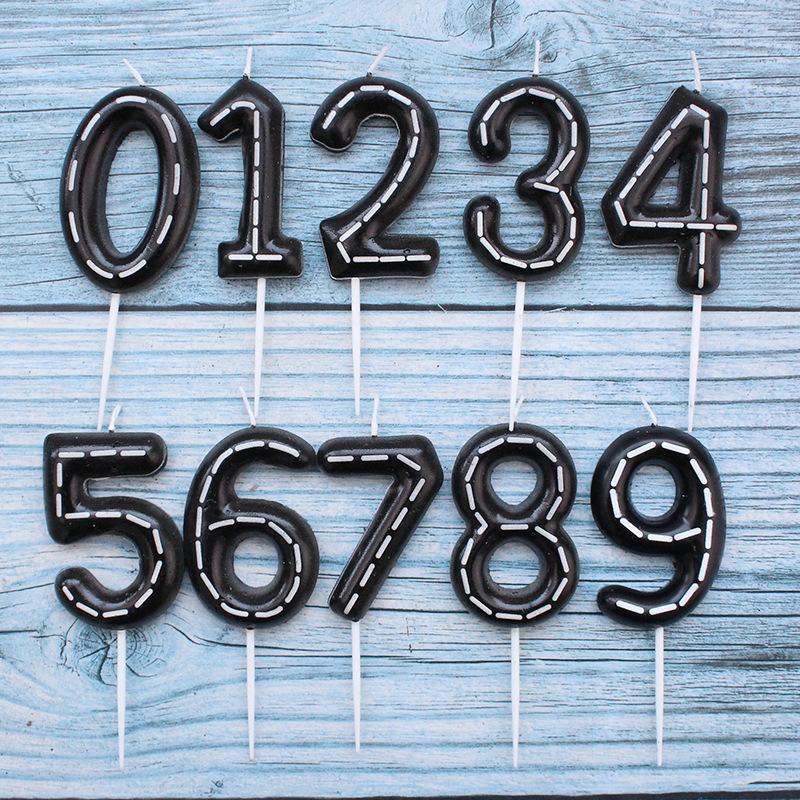 Line Numbers 0-9 Candles Birthday Party Scene Decoration Black Print White Strip Number Candles