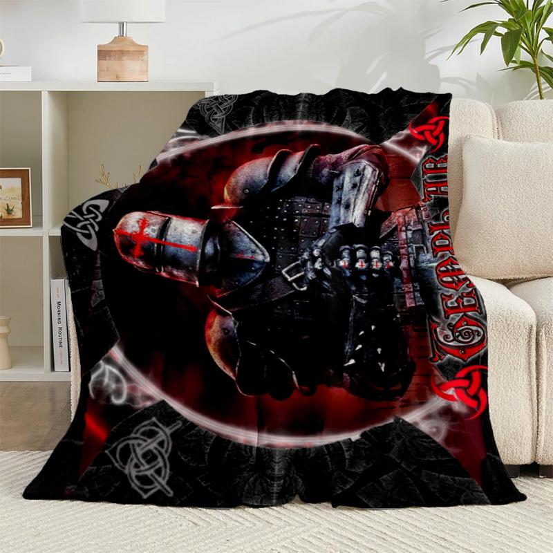 1PC Knightly Warrior In Armor Flannel Blanket Gift, Suitable for Both Men And Women, Soft Ideal for Beds And Sofa, Birthday Or Christmas Gift