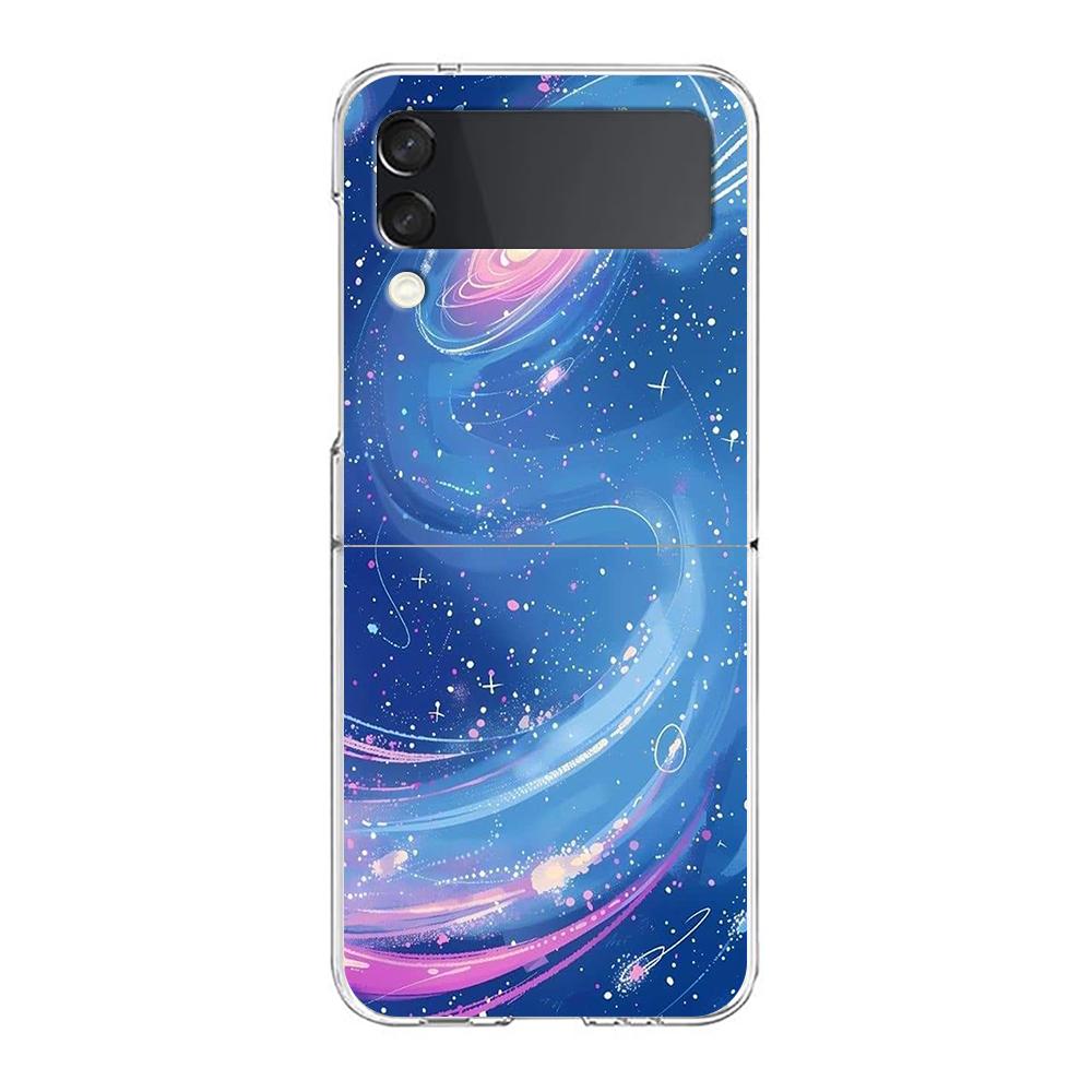 Floating Liquid candy mural Phone Case For Samsung Galaxy Z Flip 3 4 5 Hard Folding Clear PC For Samsung Z Flip 6 Back Cover