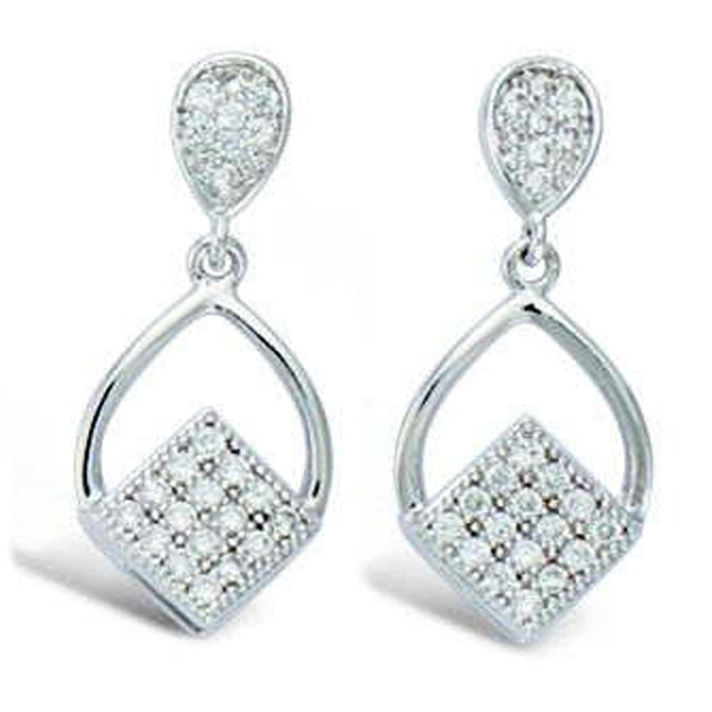 Les Trésors De Lily [L7456] - Boucles Argent 'Sissi' blanc argenté (rhodié) - 20x8 mm