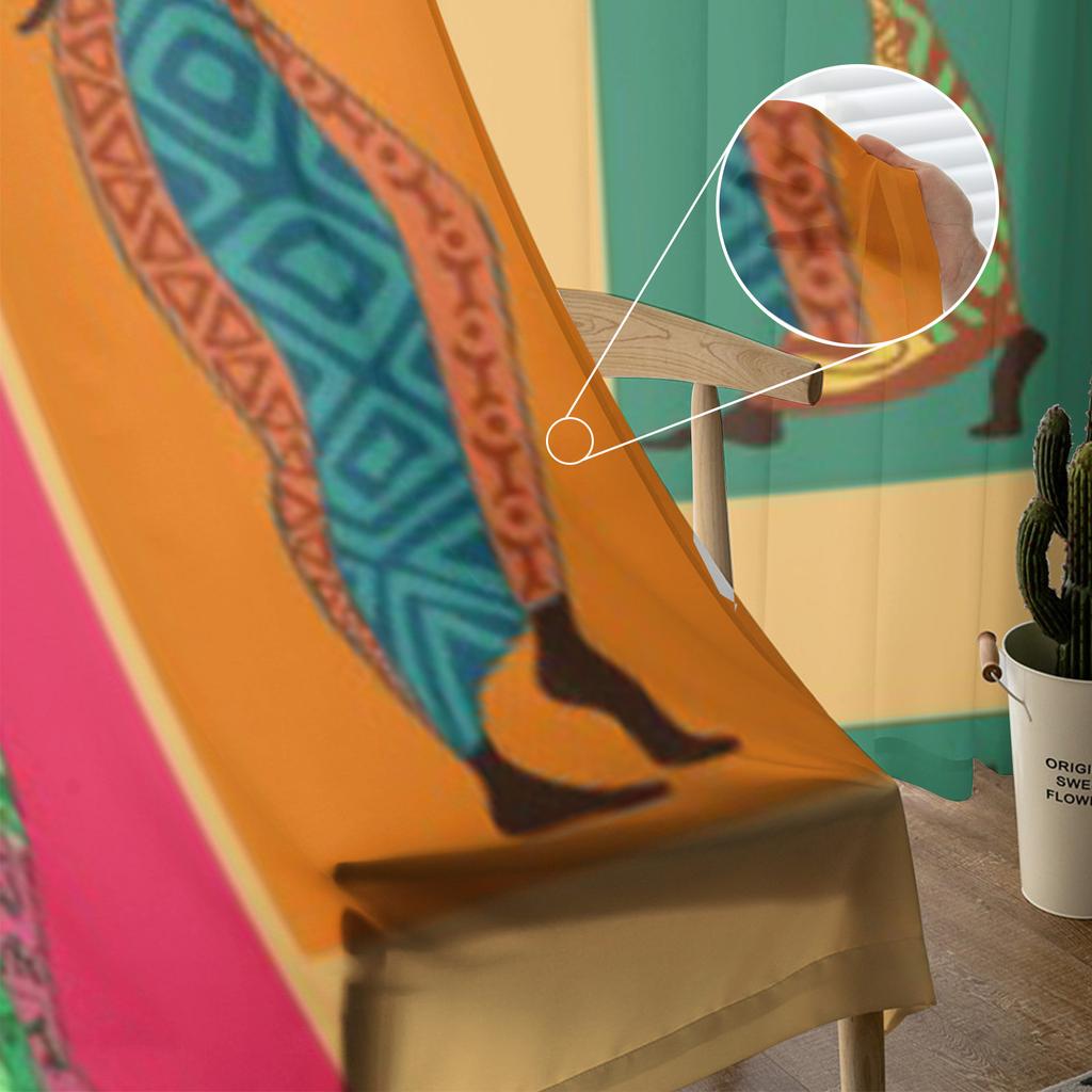 Schöne afrikanische Frauen mit Vasen, Chiffon-Vorhänge für Wohnzimmer, Schlafzimmer, Dekoration, Fenster, Voiles, Tüllvorhang