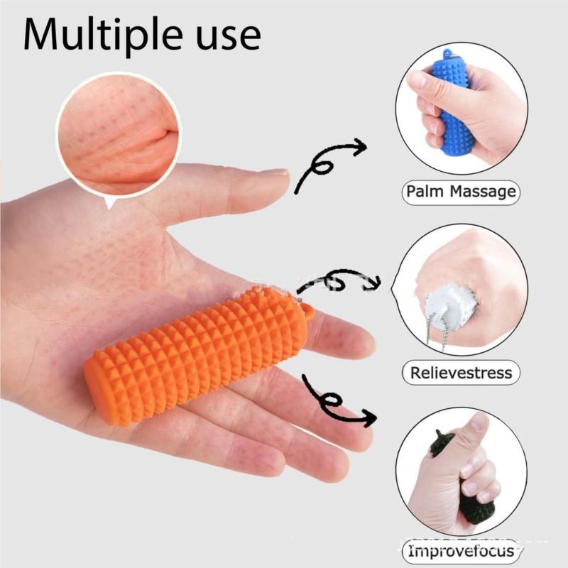Ultimo Portachiavi Stimolante Grippie Spinoso Portatile Rilassamento Punta delle Dita Massaggio Portachiavi Piccoli Doloretti Fidgeting Giocattolo Fidgeting da Tasca