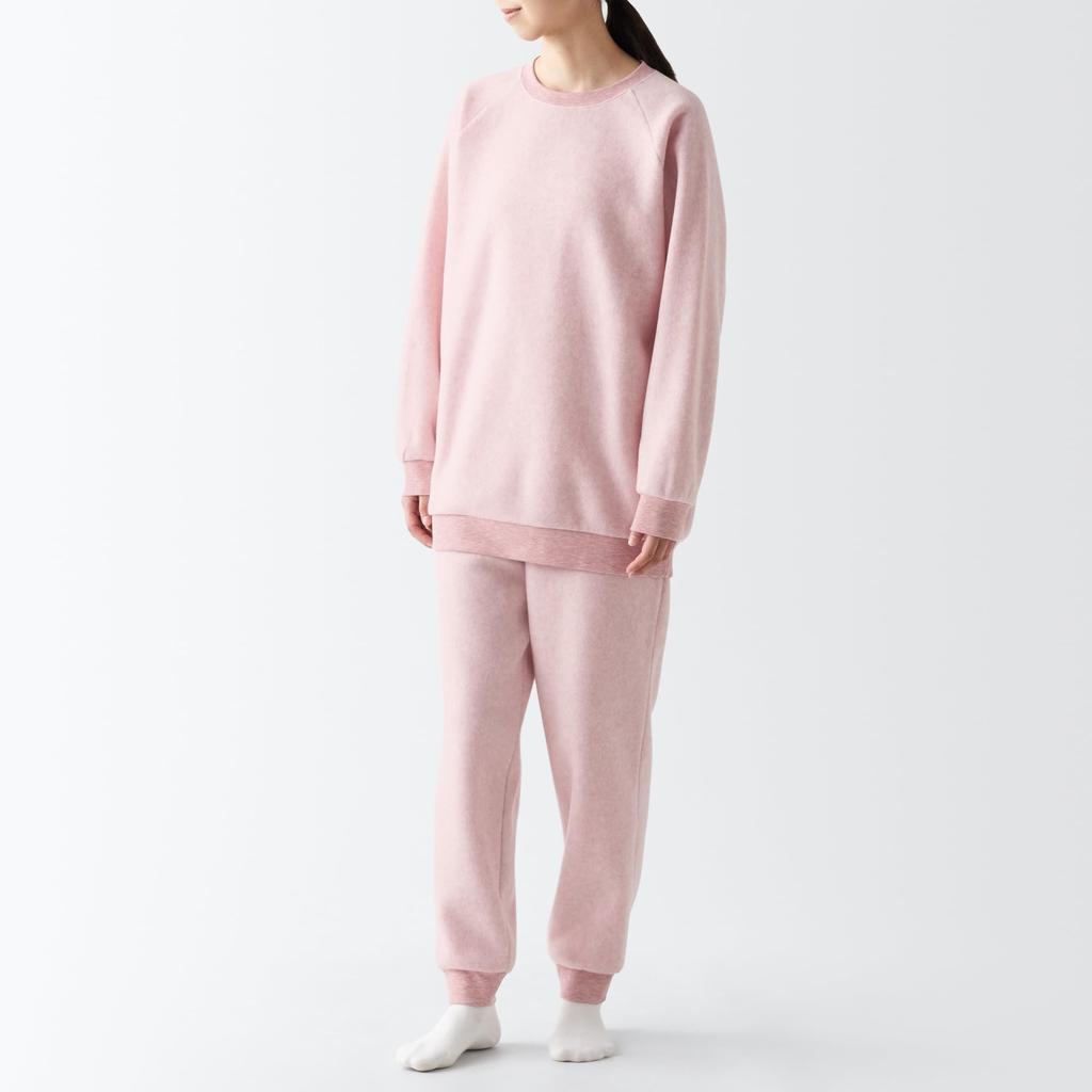 MUJI Women's Smooth Fleece Loungewear Set, Light Pink, Size Small, FD1J7A3A
