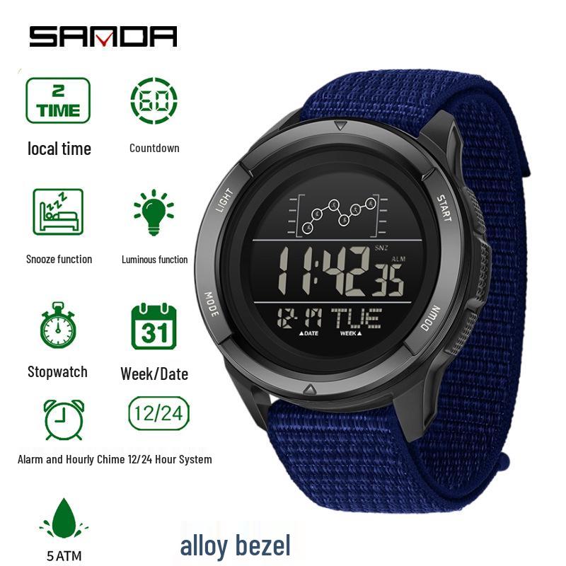 Sanda Multifunctional Digital Watch: Single Display, Alarm, Large Dial, Waterproof Sports Watch for Students.