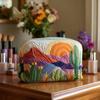 Dragonfly Print Quilted Makeup Bag Multi-functional U-shaped Storage Pouch