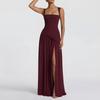 2026 Women's Clothing Fashionable Temperament Pure Color Pleated Split Dress