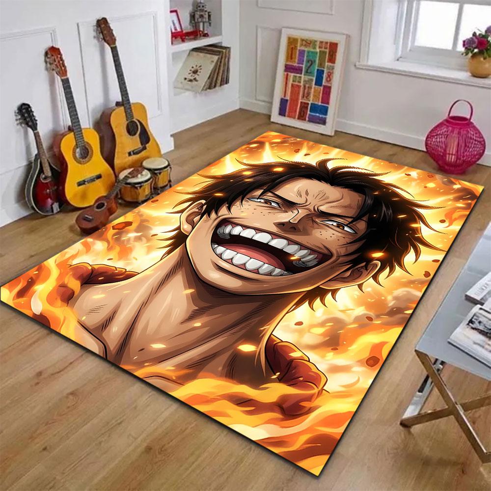 Fiery Anime Character with Bold Expression Patterned Carpet, Suitable As a Non Slip Play Mat for the Living Room and Bedroom Sofa