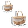 Woven Wicker Picnic Basket With Double Lids And Handle With Washable Lining Basket For Eggs, Candy, Flowers Rattan Cottage Style Storage