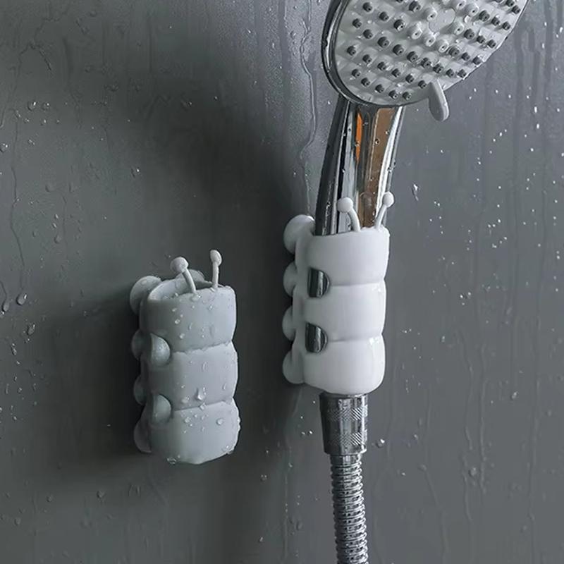 Přísavkové držáky Silikonový držák sprchové hlavice Opakovaně použitelný Odnímatelný Nástěnný úložný regál Pevná základna pro koupelnové doplňky