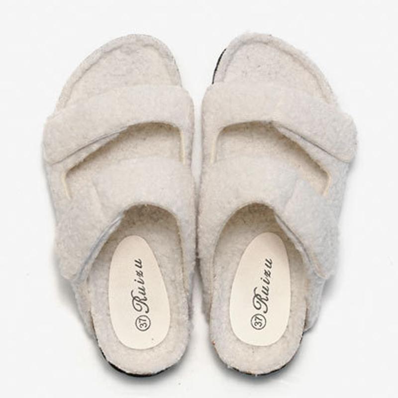Fashion Litfun Furry Women's Slippers New Non-slip Indoor Slides Flat Fashion Outdoor Slides Fuzzy Warm Cozy Slippers With Arch Support