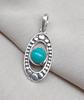 Turquoise Sterling Silver Pendant: Handmade Boho Tribal Necklace