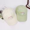 Cute kitten embroidered yellow baseball cap female spring summer soft top versatile baseball cap wide brim show face small hat