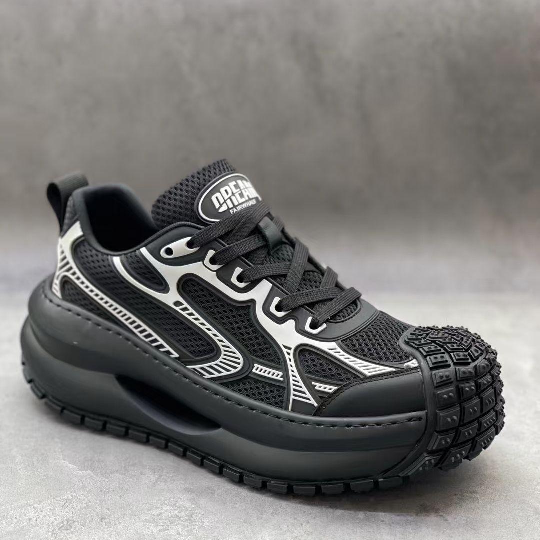 

Мужские кроссовки на платформе Осенняя мода Винтажные Дышащие Нескользящие Беговые кроссовки Удобная Уличная Обувь для Повседневной Носки с Увеличением Роста 44 черный белый