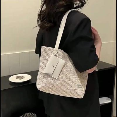 Summer Beach Grass Woven Bag for Women New Fashion Commuter Shoulder Bag Large Capacity Handheld Tote Bag AVE