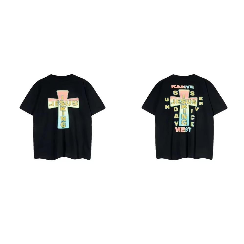 

Frog drift Streetwear Fashion Kanye West Jesus is King Cross Oversizd Loose Tee Tops T shirt for Men S чорний