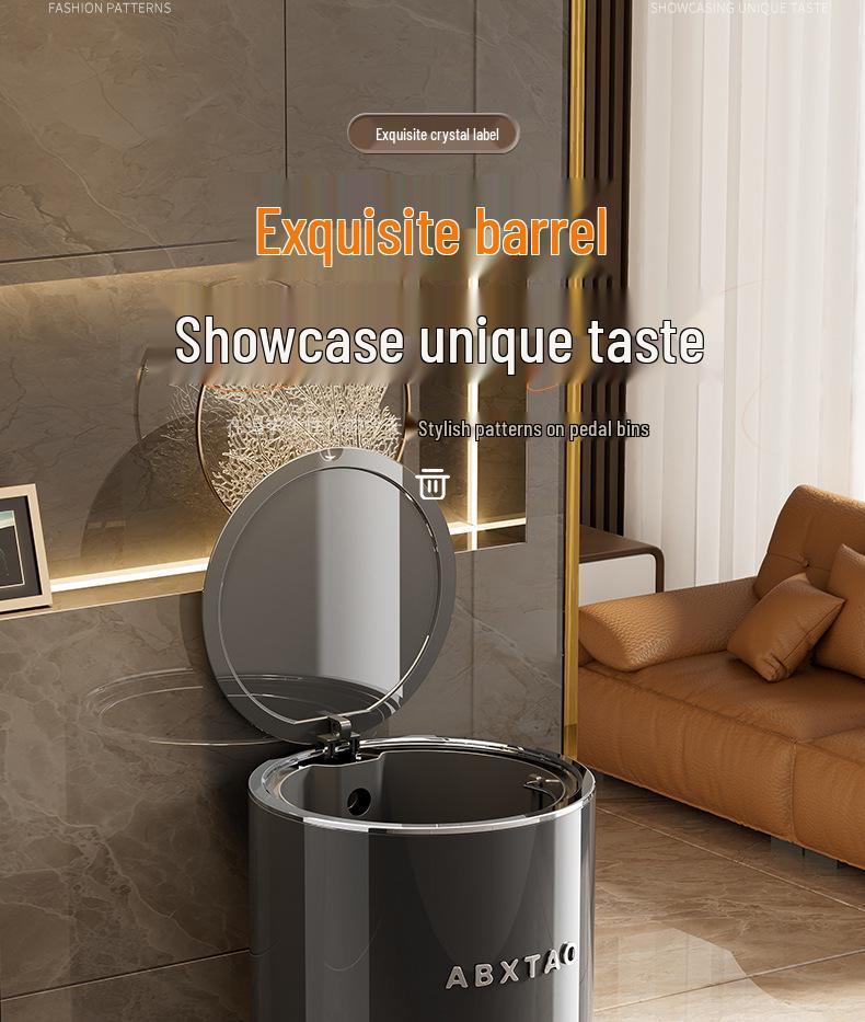 Luxury Foot-Operated Trash Can for Home - Thickened, Lidded, Waterproof for Bathroom & Kitchen