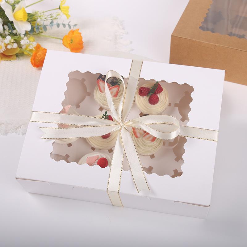 WTEMPO 10PCS 32.5*24.8*9CM 12 Cavities Cupcake Packing Boxes Baking Pastry Cupcake Packaging Boxes Transparent Window Egg Tart Boxes