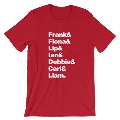 Maglietta TV Show Shameless. T-shirt morbida in cotone, nera, bianca, grigia o rossa.