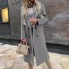 Women's Autumn and Winter Long-sleeved Suit Collar Double-breasted Nylon Jacket Coat