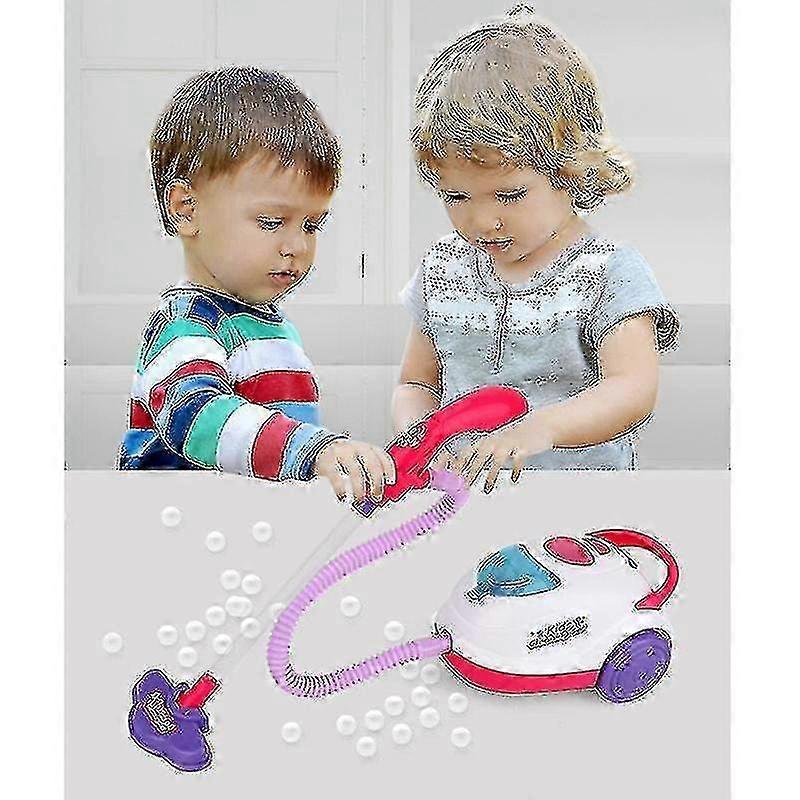 Pretend Play Toy Vacuum Cleaner, Kids Cleaning Cart with Realistic Sounds, 2-in-1 Housekeeping Toy Set for Toddlers