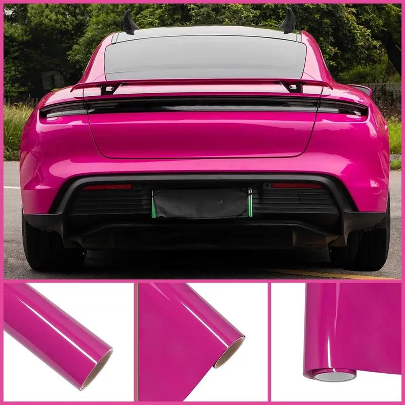 Folie Vinyl PET Wrap Roșu Magenta Lucios Folie Vinil Decal PVC pentru Întregul Corp Mașină DIY Autocolant Protector Capac Accesorii Tuning Auto