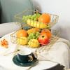 Nordics Wrought Iron Double Tiered Fruit Bowl For Kitchen Countertop Ventilated Storage Basket for Snacks Candy
