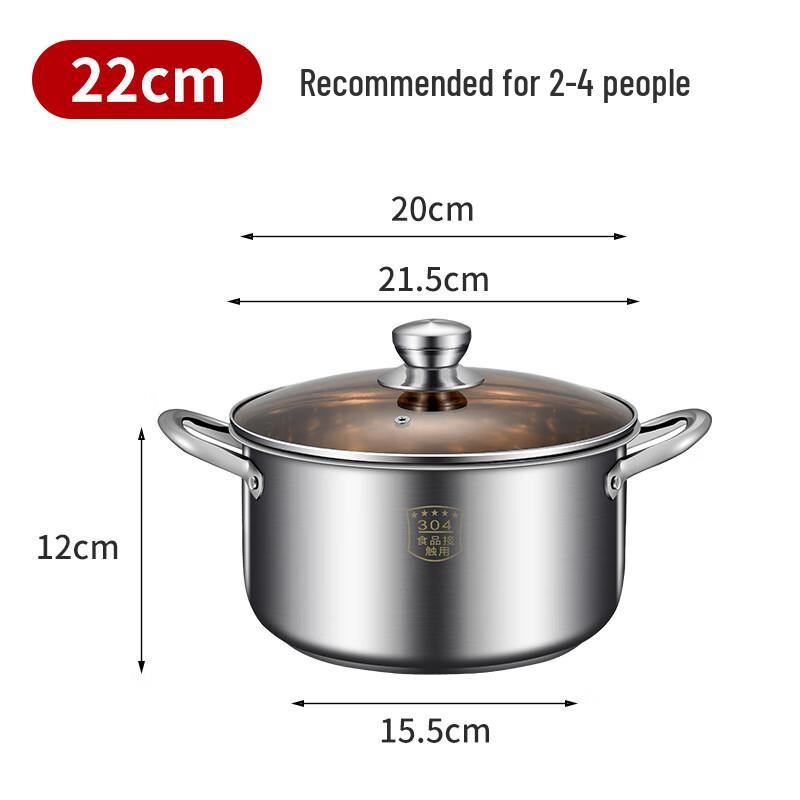 22cm 304 Stainless Steel Multi-purpose Cooking Pot