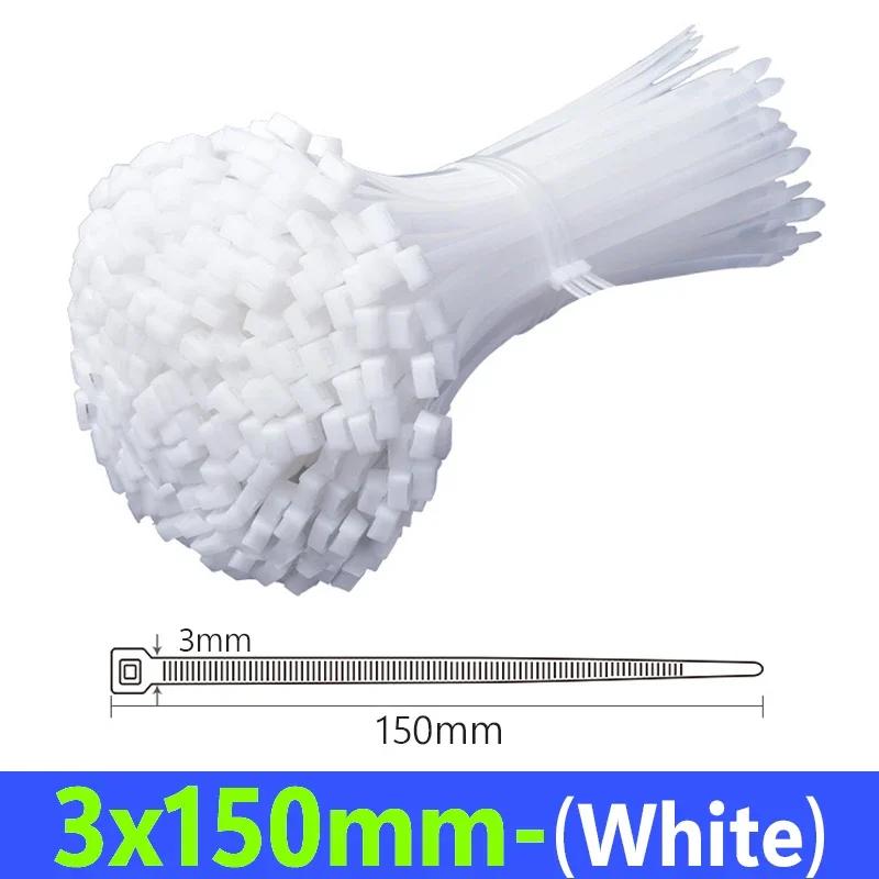 600/100x Self Locking Cable Ties Plastic Nylon Adjustable Cord Ties Straps Fastening Fixed Loop Home Office Cables Tie Fastener