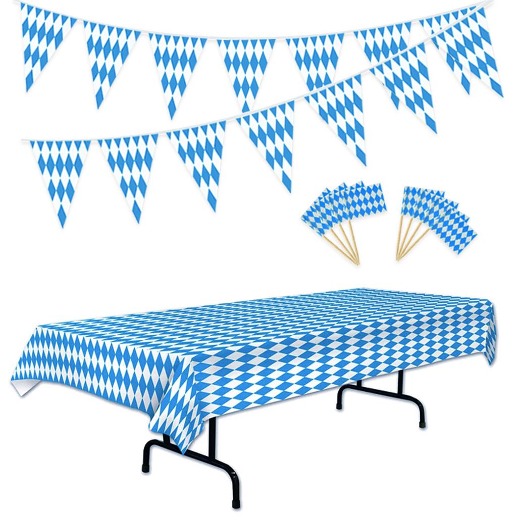 1 Pc Oktoberfests Decorations Kit,German Party Supplies,Oktoberfests Flag Banner,Tablecloth Decoration Beers Festival Party Acce