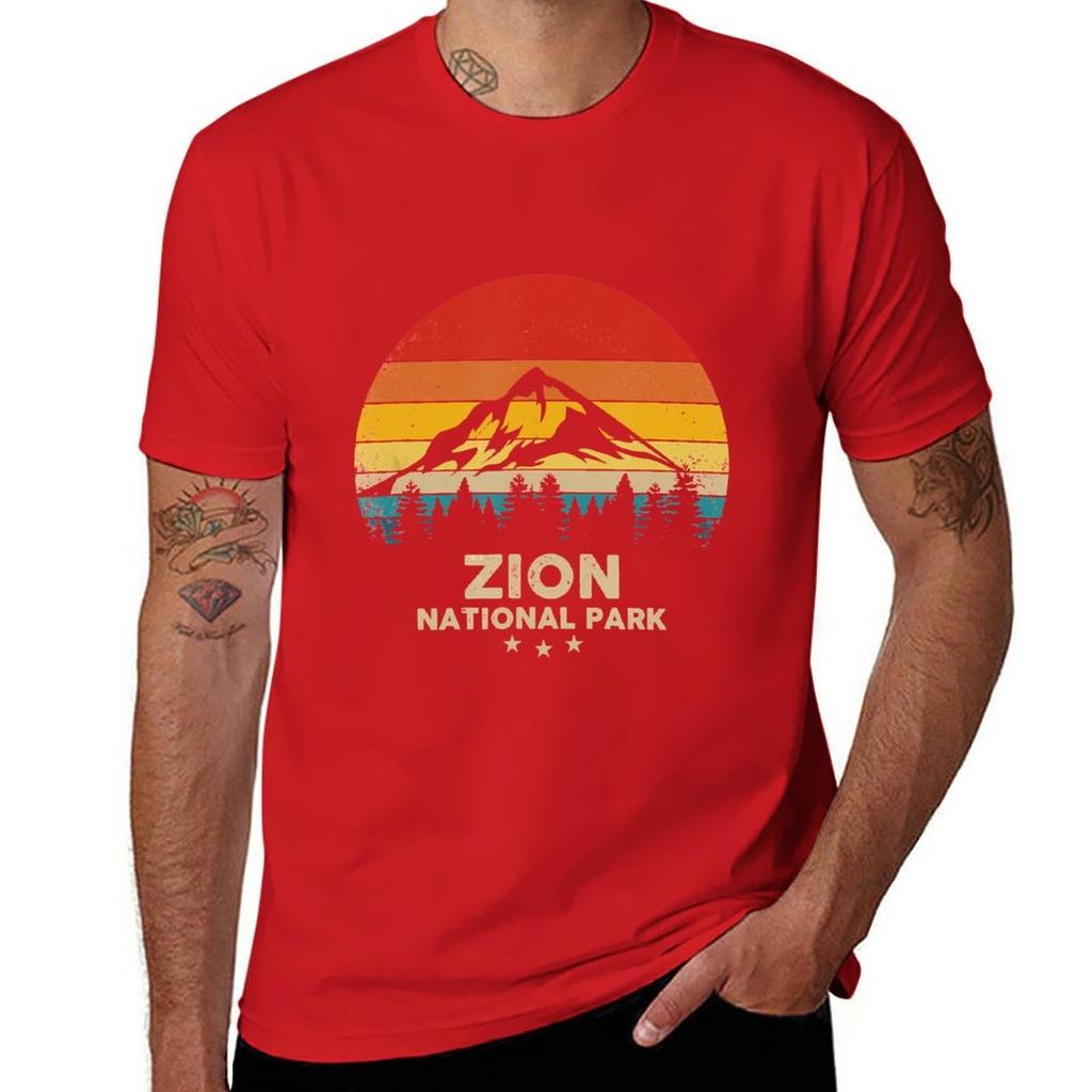 Vintage Zion  National Park Retro Souvenir TShirt Cute Tops Hippie Clothes Mens Clothing