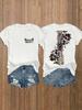 Floral and Spine Print European and American Plus-size Fashion Round-neck Short-sleeve T-shirt, 's S
