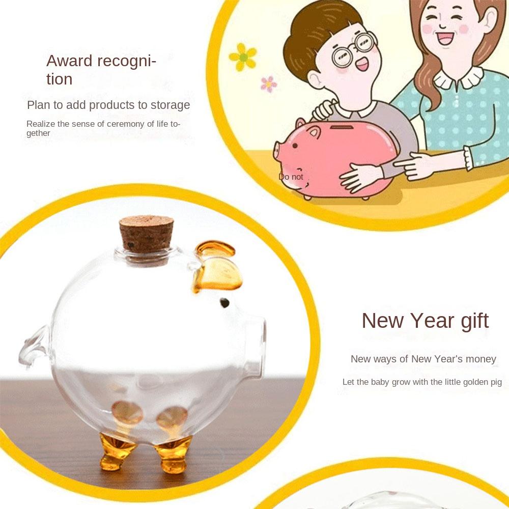 Pig Shape Piggy Bank Transparent Wishing Bottle Fashion Storage Bottl