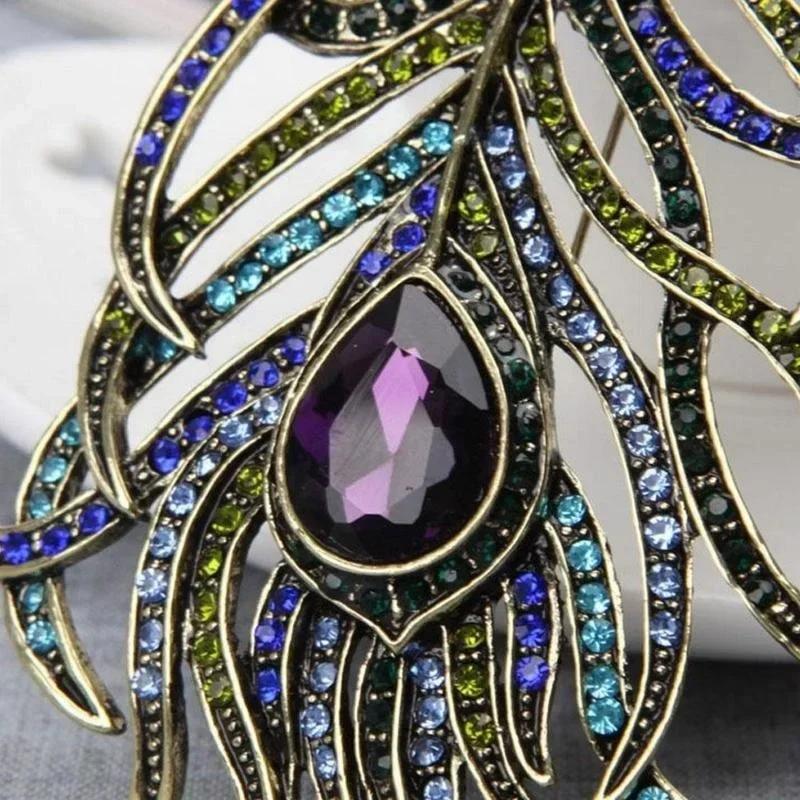 Peacock Feather Brooch Elegant Retro Lapel Scarf Knitted Jacket Dress Decoration Jewelry Accessories Birthday Brooch Gift