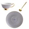 European Bone China Coffee Cup & Saucer Set, Elegant Tea Time Pair Cups, Dishwasher Safe Home Gift Box for Afternoon Tea Decor