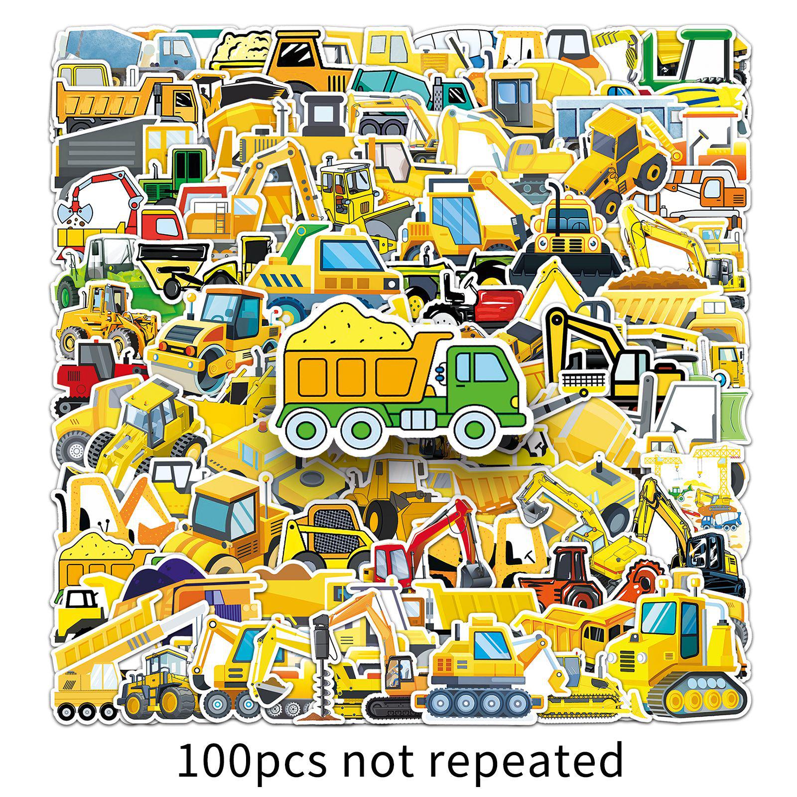 

100 Construction Vehicle Cartoon Stickers for Creative Fun and Decoration