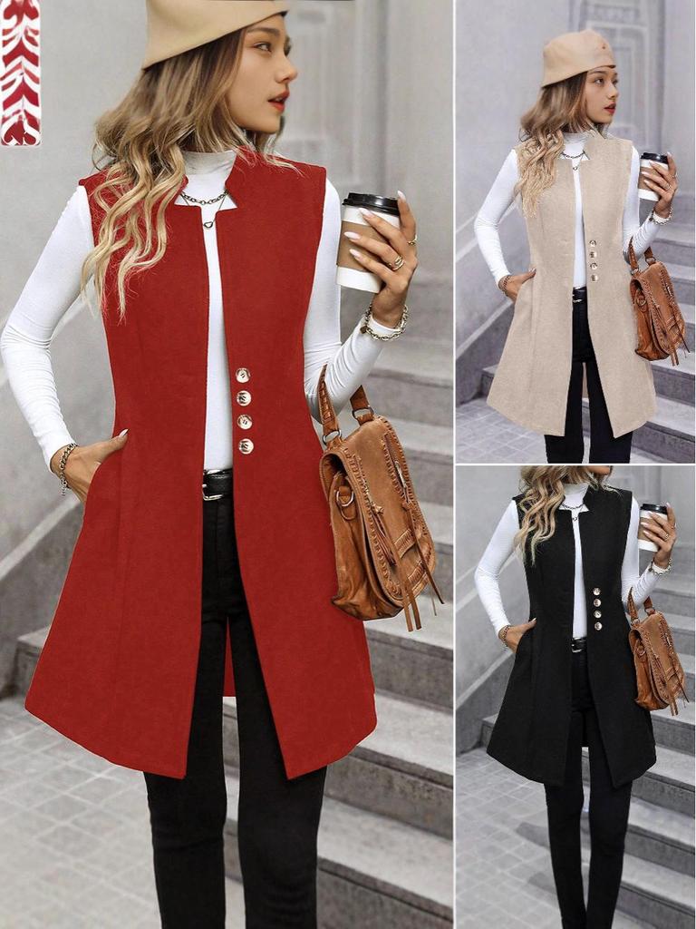 2025 Autumn/Winter Elegant Wool Sleeveless Vest for Europe and America