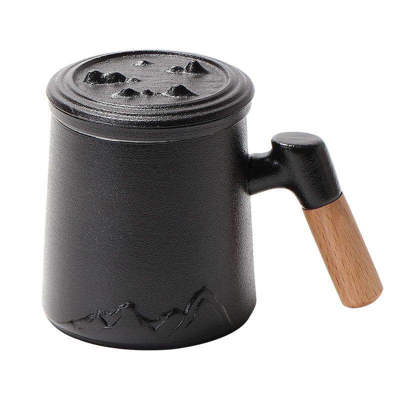 Cana de Ceai cu Filtru Ceramic Cană de Separare a Ceaiului Cană Ceramică de Birou cu Capac Cană Suvenir