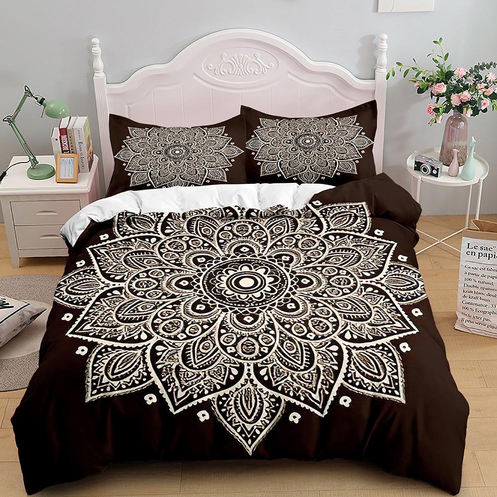 Bohemian Print Quilt Set Three-Piece, Home Textile Bedding