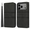 For iPhone 17 Pro Max Case Wallet Skin-Touch Leather Imprinted Phone Cover with Wrist Strap