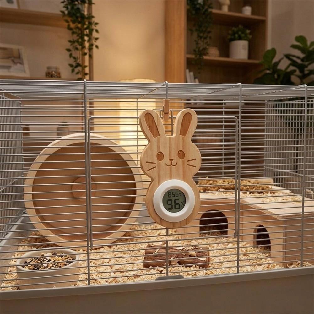 Wall Hanging Pet Cage Thermometer Birdcage Monitoring Hygrometer Rabbit Cage