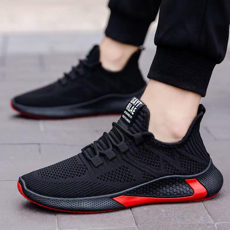 Popular Men's Casual Shoes Breathable Flying Fabric Lightweight Comfortable Running Shoes Walking Shoes Trendy Men's Shoes