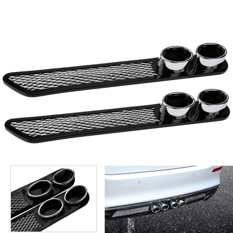 2 Peças/Conjunto Universal Carro Auto Estilo Grade Decorativa Falsa Saída de Ar Tubo Silenciador de Escape Fita Adesiva Modificação de Carro
